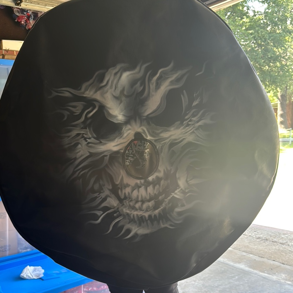 Black Tire Cover with Skull Design